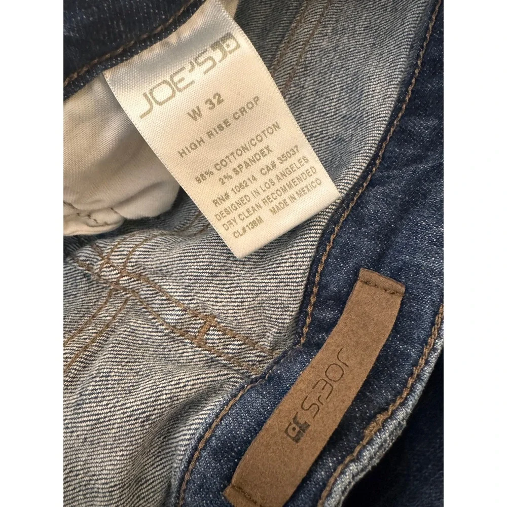 Joe's Jeans Regina High Rise Crop Distressed Dark Wash Denim Jeans Size‎ 32